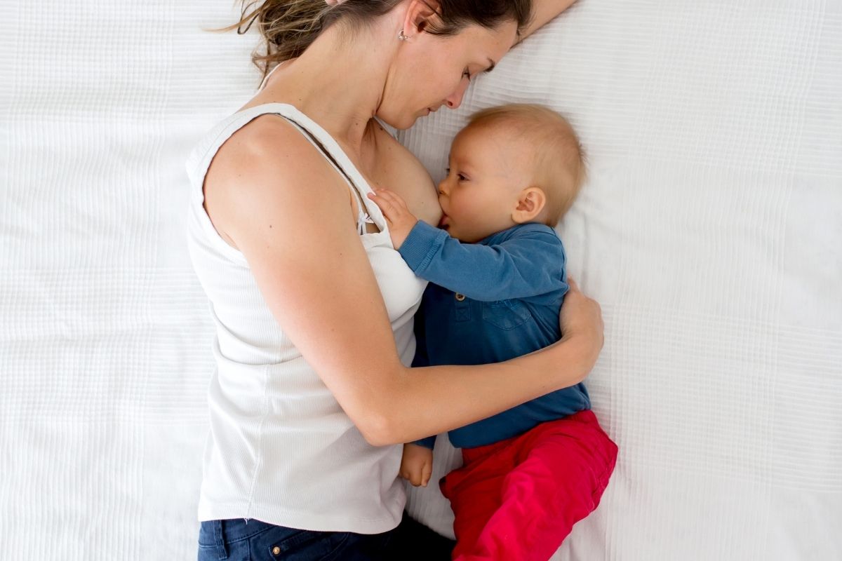 Mum breastfeeding baby